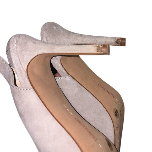 Vince Camuto Suede Pointy Toe Slingback Cream Pumps Heel - Size 8.5 M - Picture 7 of 9